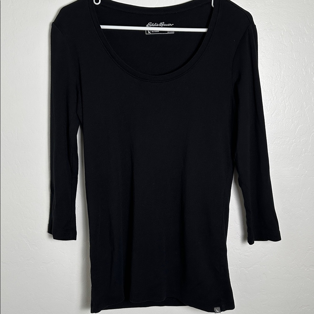 Tall size like new Eddie Bauer Women’s Scoop Neck Black 3/4 Sleeve